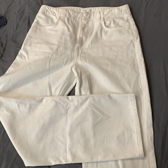 MNG High Rise Straight Fit White Denim Jeans Size 10 - Picture 3 of 3